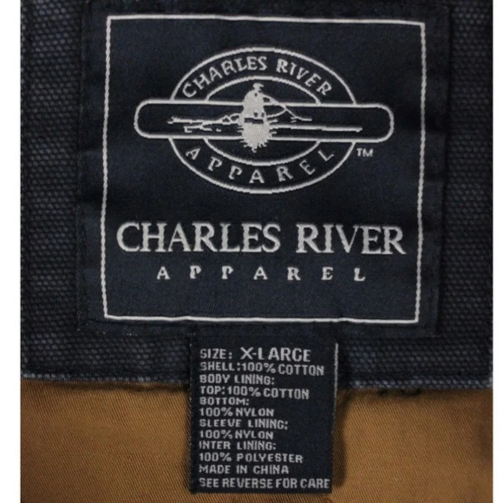 Charles River‎ Apparel Quilted Canvas Work Jacket Navy Chore Coat XL